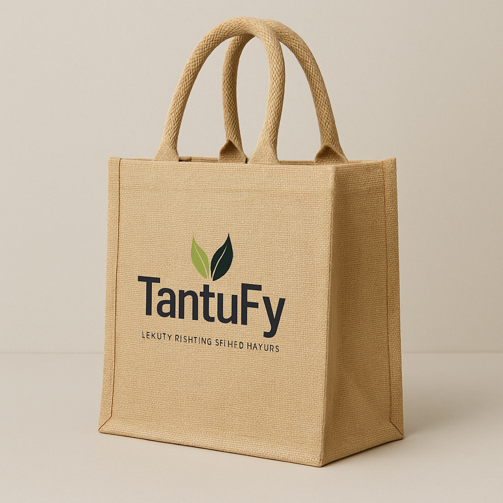TantuFy Eco-Friendly Reusable Jute Shopping Bag with Zipper | Multipurpose Tote for Grocery, Travel & Daily Use | Durable, Stylish & Sustainable - 1 Nos