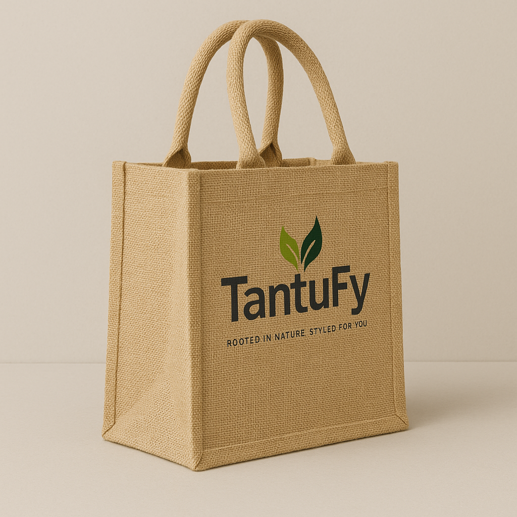 TantuFy Eco-Friendly Reusable Jute Shopping Bag with Zipper | Multipurpose Tote for Grocery, Travel & Daily Use | Durable, Stylish & Sustainable - 1 Nos