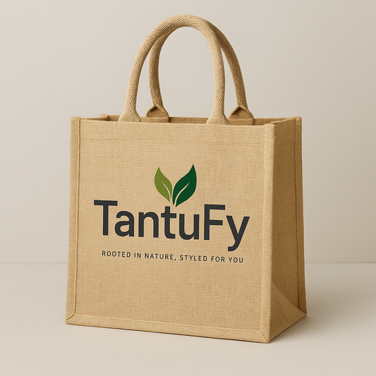 TantuFy Eco-Friendly Reusable Jute Shopping Bag with Zipper | Multipurpose Tote for Grocery, Travel & Daily Use | Durable, Stylish & Sustainable - 1 Nos